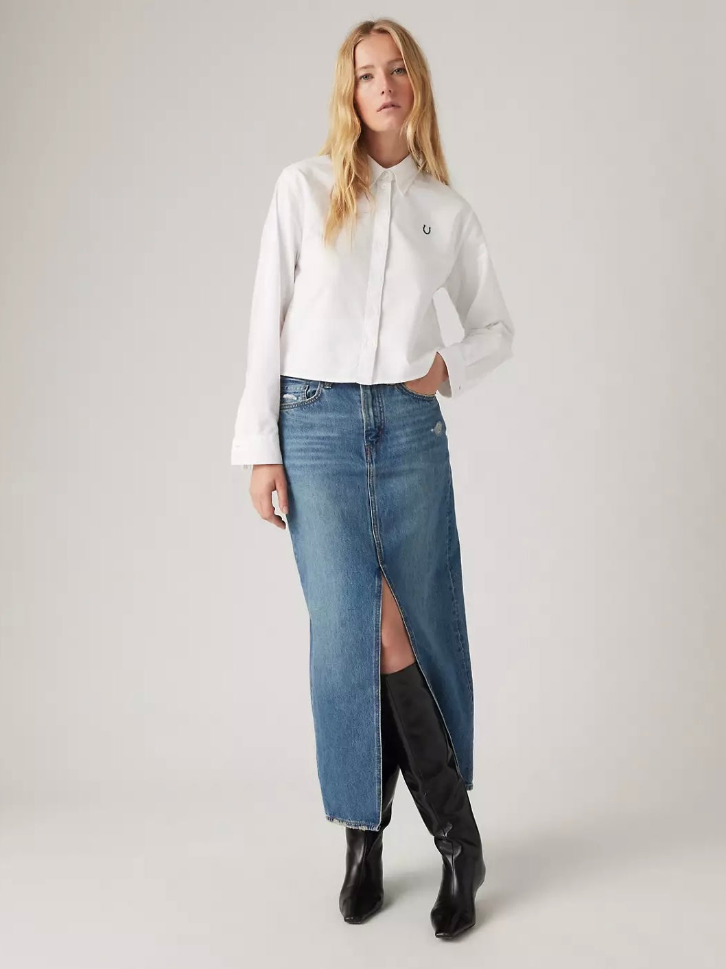 Levi's Ankle Column Skirt in Low Fi Prep