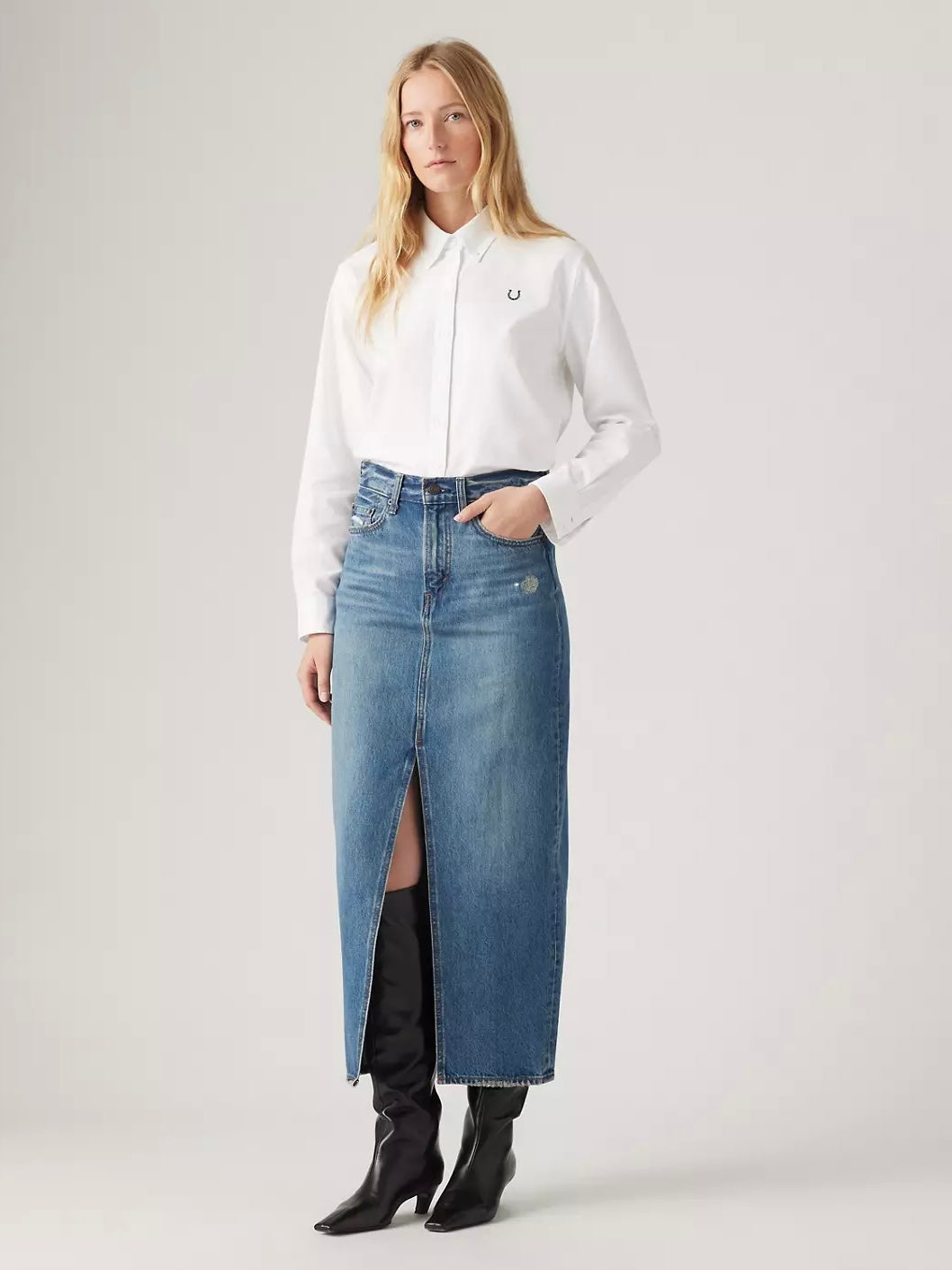 Levi's Ankle Column Skirt in Low Fi Prep