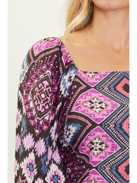 Border Print Smocked Top