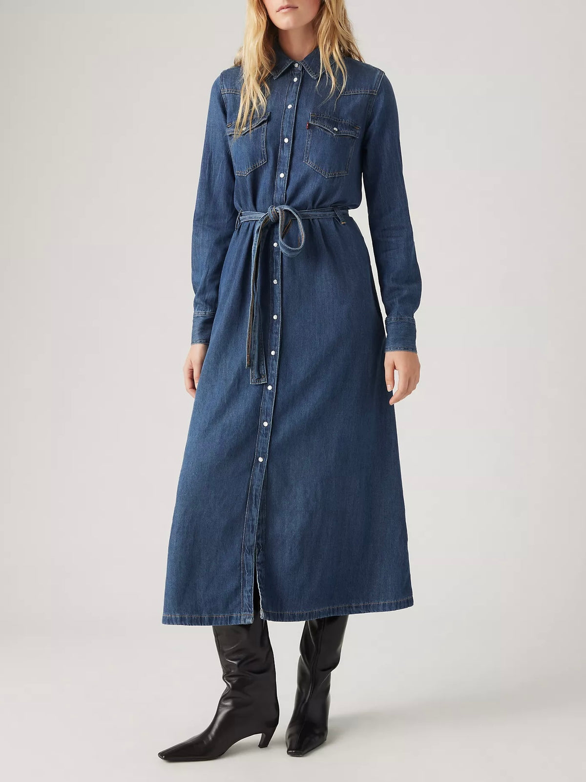 Levi's Quinney Denim Dress in Gold Dust West