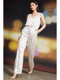 High Waisted Satin Straight Leg Pant