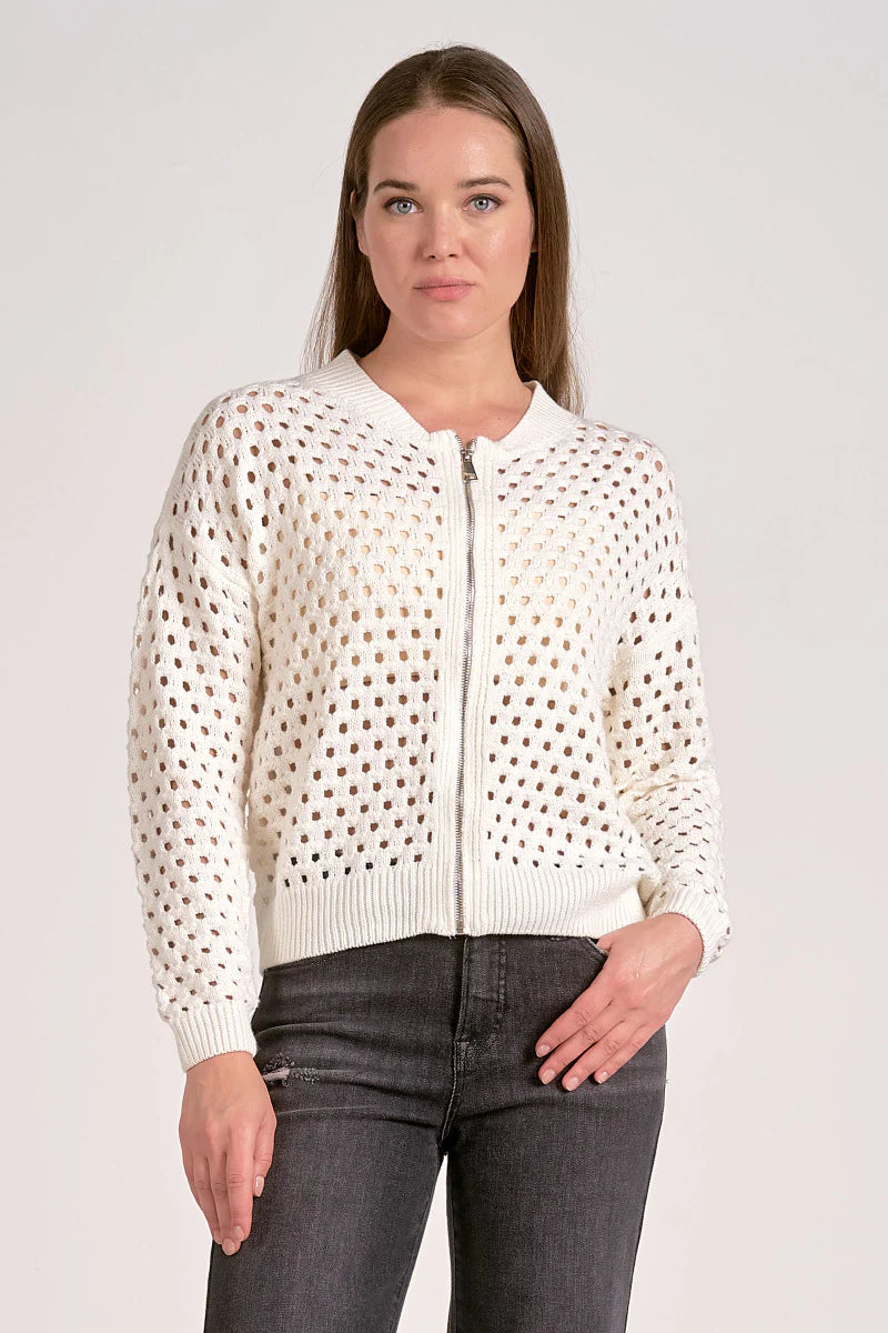 Zip Up Ivory Cardigan