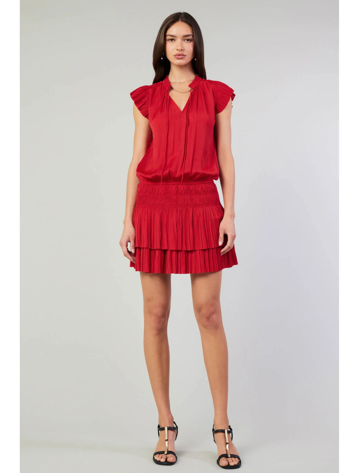 Zoey Pleated Mini Dress