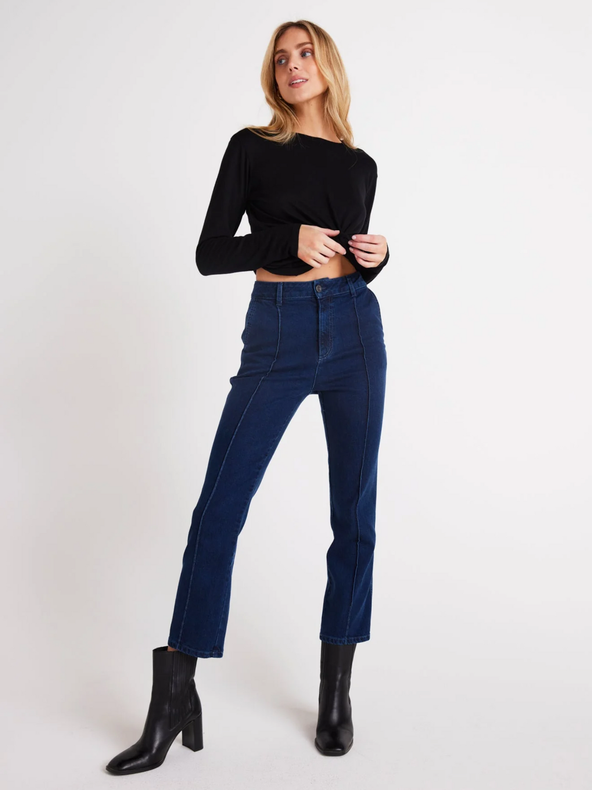 Bella Dahl Fiona Pintuck Straight Leg Crop Jean