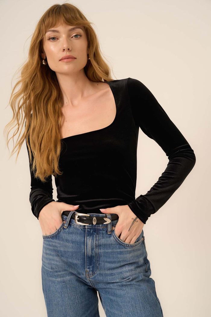 Dream Come True Square Neck Velvet Top