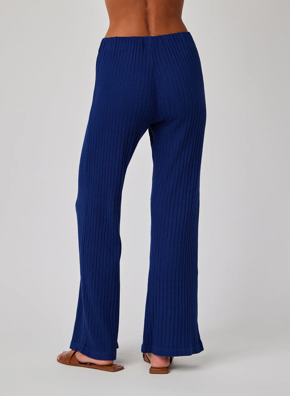 Ribbed Wide Leg Pant - Navy Coast